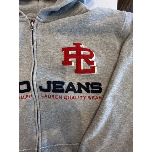 Vintage Ralph Lauren Polo Jeans Sz X Large Embroidered Spellout Hoodie Zip RL67 - Picture 7 of 10